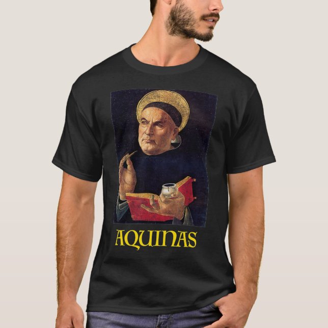 Saint Thomas Aquinas Painting Catholique  T Shirt (Framsida)