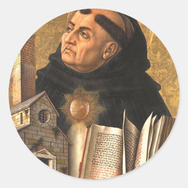 Saint Thomas Aquinas Runt Klistermärke (Framsida)