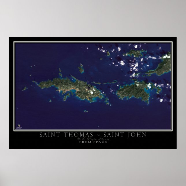 Saint Thomas och St John Virgin Islands Satellite  Poster (Framsidan)