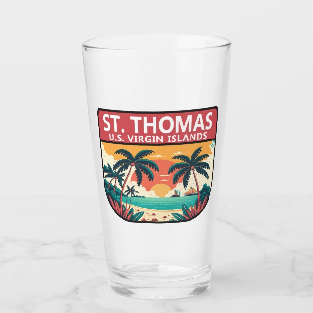 Saint Thomas U.S. Virgin Islands Retro Emblem Glaskopp (Framsida)