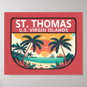 Saint Thomas U.S. Virgin Islands Retro Emblem Poster