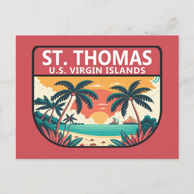 Saint Thomas U.S. Virgin Islands Retro Emblem Vykort (Framsida)