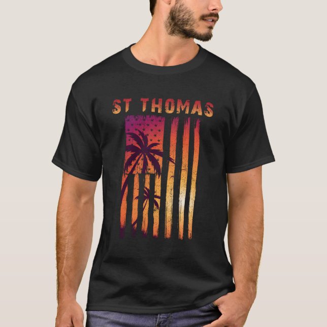 Saint Thomas Us Virgin Islands Patriotic Flagga T Shirt (Framsida)