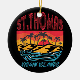 Saint Thomas Virgin Islands Surfing Beach Ocean Va Julgransprydnad Keramik