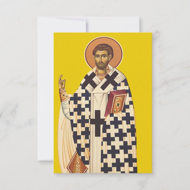Saint Timothy of Ephesus Byzantine Icon Holy Card (Framsida)