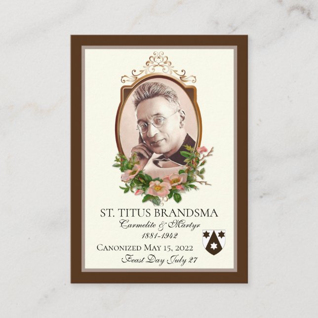 Saint Titus Brandsma Canonization minneshögtid Placeringskort (Framsida)
