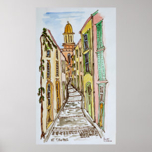Saint-Tropez Byggnad   Fransk Riviera, Frankrike Poster