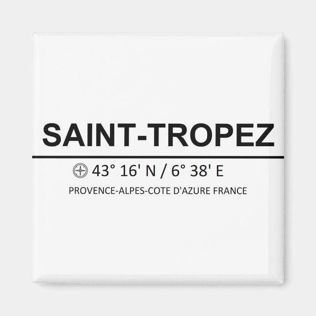 Saint Tropez Coordinaten - Saint Tropez Coordinate Magnet (Framsidan)