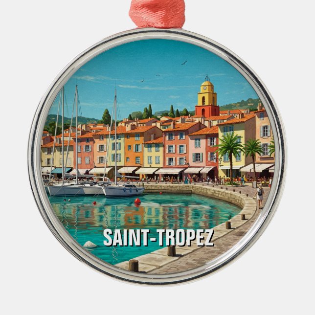 Saint-Tropez France Travel Julgransprydnad Metall (Framsidan)