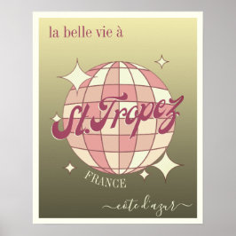 Saint Tropez Frankrike côte d'Azur elegant guld Poster
