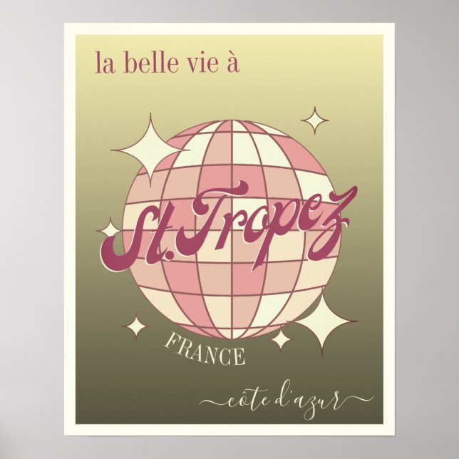 Saint Tropez Frankrike côte d'Azur elegant guld Poster (Framsidan)