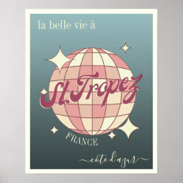 Saint Tropez Frankrike côte d'Azur rosa blue Poster