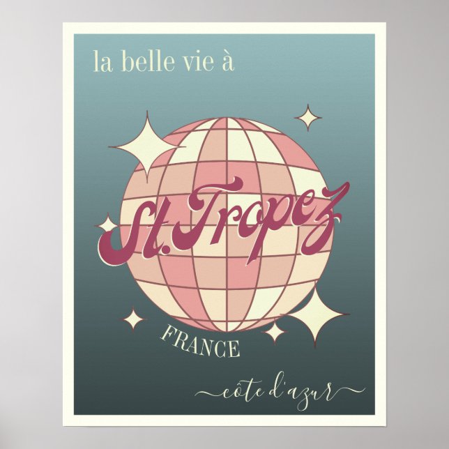 Saint Tropez Frankrike côte d'Azur rosa blue Poster (Framsidan)
