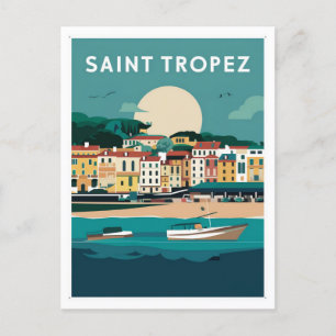 Saint Tropez Frankrike Illustration Vykort