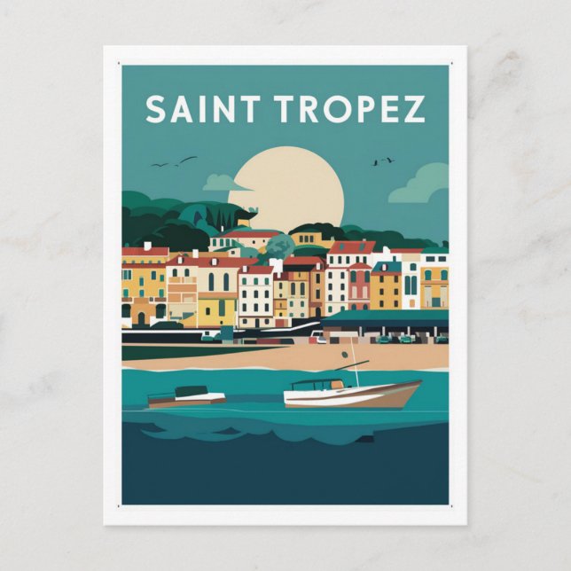 Saint Tropez Frankrike Illustration Vykort (Framsida)
