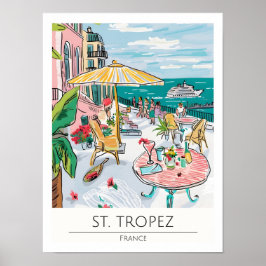 Saint Tropez Frankrike Konst Illustration Resa Poster
