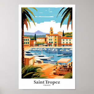 Saint Tropez Frankrike Travel Illustration Poster
