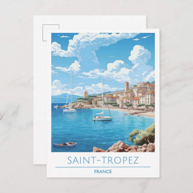 Saint Tropez Frankrike Travel Vykort (Fram/baksida)
