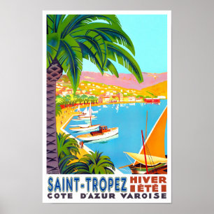 Saint Tropez Frankrike vintage resor Poster