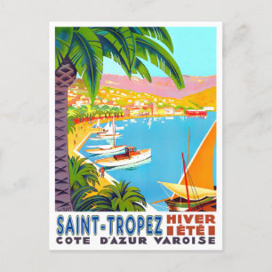 Saint Tropez Frankrike vintage resor Vykort