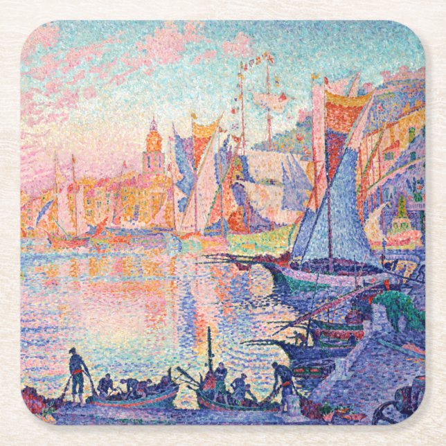Saint-Tropez hamn, Signac Underlägg Papper Kvadrat (Framsidan)