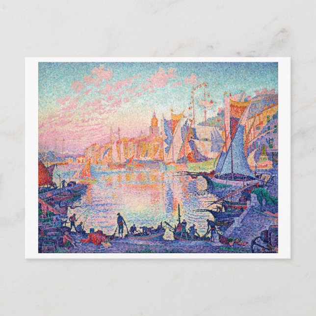Saint-Tropez hamn, Signac Vykort (Framsida)