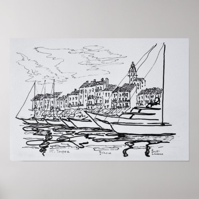 Saint-Tropez Harbour | Fransk Riviera, Frankrike Poster (Framsidan)