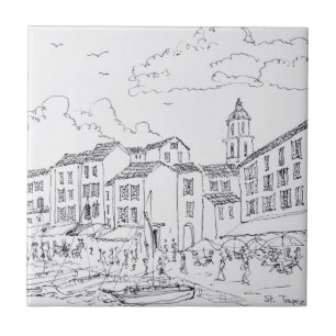 Saint-Tropez strandpromenad Franska rivieran, Fr Kakelplatta