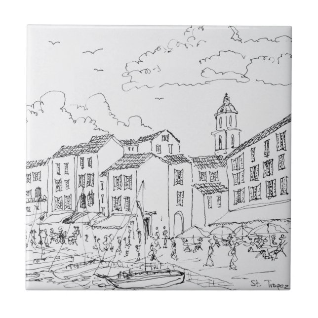 Saint-Tropez strandpromenad | Franska rivieran, Fr Kakelplatta (Framsidan)