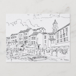 Saint-Tropez strandpromenad Franska rivieran, Fr Vykort
