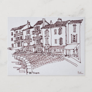 Saint-Tropez strandpromenad Saint-Tropez, Frankr Vykort