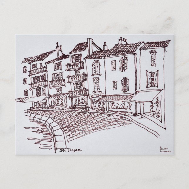 Saint-Tropez strandpromenad | Saint-Tropez, Frankr Vykort (Framsida)