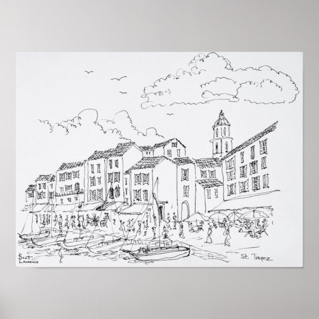 Saint-Tropez Waterfront | Fransk Riviera, Frankrik Poster (Framsidan)