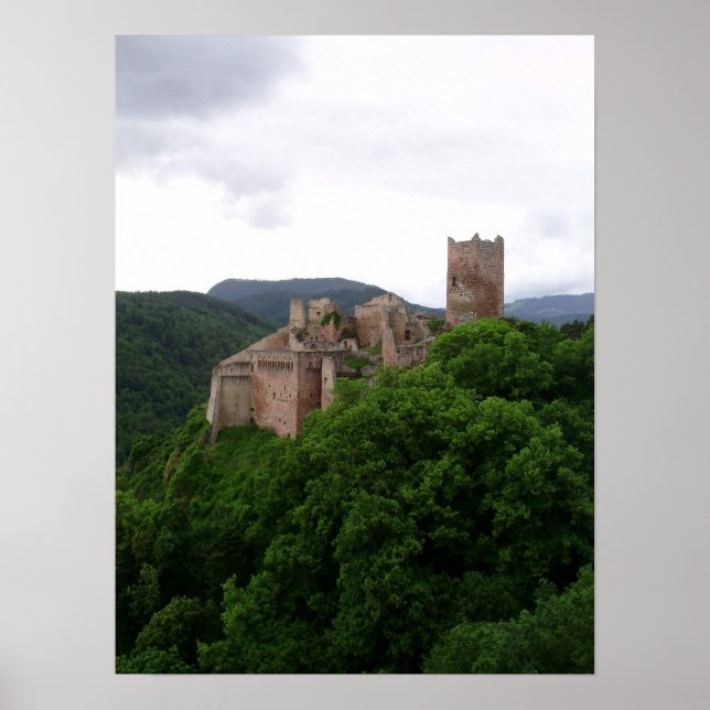 Saint Ulrich Castle, Ribeauvillé. Alsace, Frankrik Poster (Framsidan)