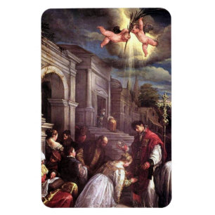 Saint Valentine baptizing Saint Lucilla Magnet