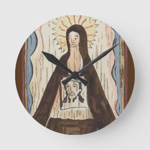 Saint Veronica Jesus ansikte vintage konst målning Rund Klocka