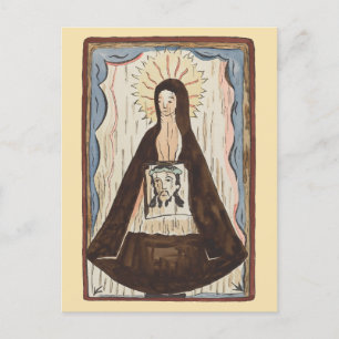 Saint Veronica Jesus ansikte vintage konst målning Vykort