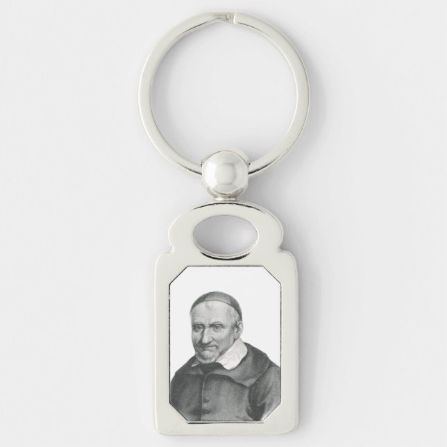 Saint Vincent de Paul Rektangulärt Silverfärgad Nyckelring (Framsidan)