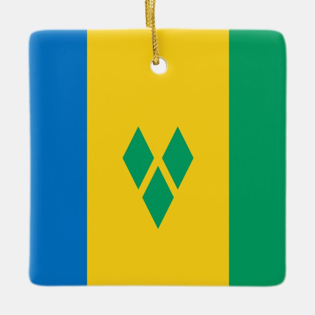 Saint Vincent och Grenadinerna-Flagga Julgransprydnad Keramik (Framsida)