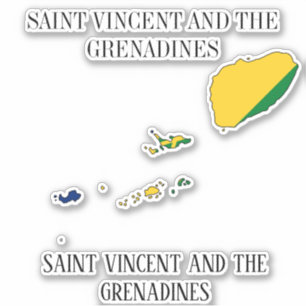 Saint Vincent och Grenadinerna Flagga Karta Klistermärken