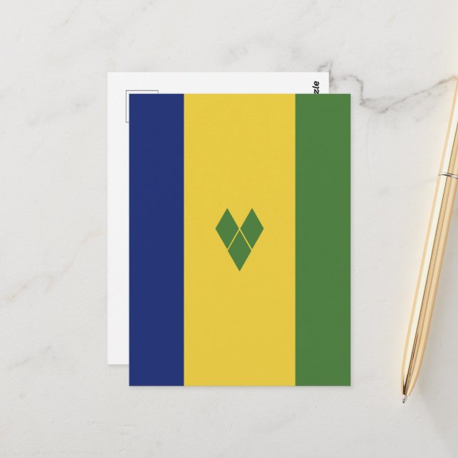 Saint Vincent och Grenadinerna-flagga Vykort (Fram/Back In Situ)