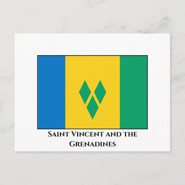 Saint Vincent och Grenadinerna-Flagga Vykort (Framsida)