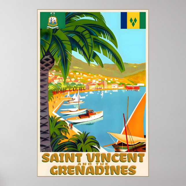 Saint Vincent och Grenadinerna Karibien Resa Poster (Framsidan)