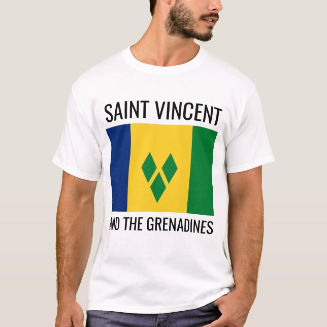 Saint Vincent och Grenadinerna/World Land Flagga T Shirt (Framsida)