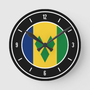 Saint Vincent och Grenadinernas Flagga Elegant Rund Klocka