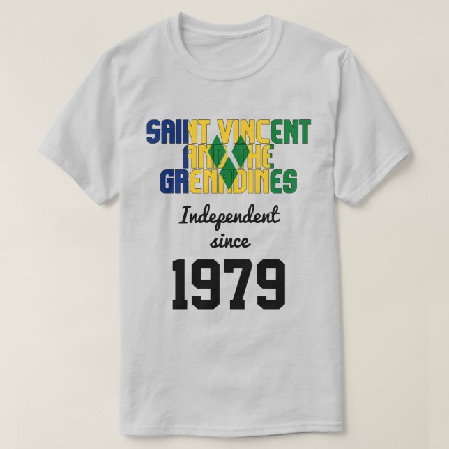 Saint Vincent och Grenadinernas Flagga Oberoende T Shirt (Design framsida)
