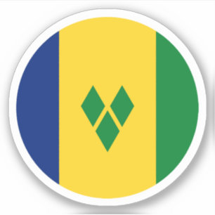 Saint Vincent och Grenadinernas Flagga Round Stick Klistermärken
