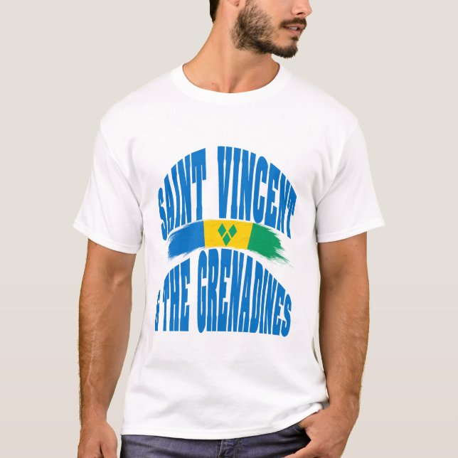 Saint Vincent och Grenadinernas flagga T Shirt (Framsida)