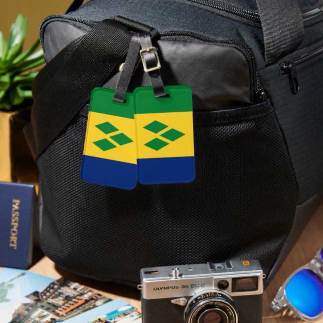 Saint Vincent och Grenadinernas Flagga Vincy Bagagebricka (Fram & Baksida)