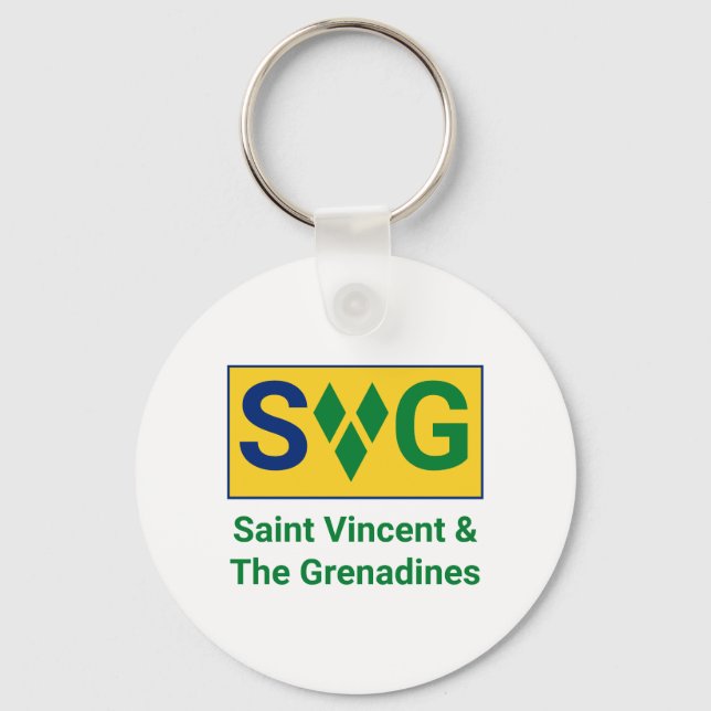 Saint Vincent och Grenadinernas Flagga Vincy Nyckelring (Framsida)